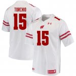 Men's Wisconsin Badgers NCAA #15 John Torchio White Authentic Under Armour Stitched College Football Jersey BW31V43XT